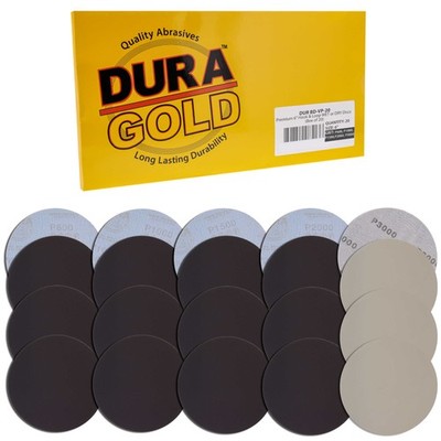 20 Dura-Gold 6'' Wet or Dry Sanding Discs, 4 Ea 600, 1000, 1500, 2000, 3000 Grit