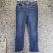 St. Johns Bay Jeans Womens Size 12 Blue Straight Leg Stretch Denim Read 