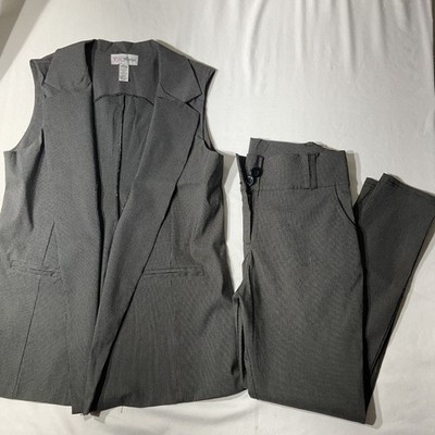 Flores s Gray Womens Tailored Pants & Vest Set Slim Fit Size Large  Bechamel