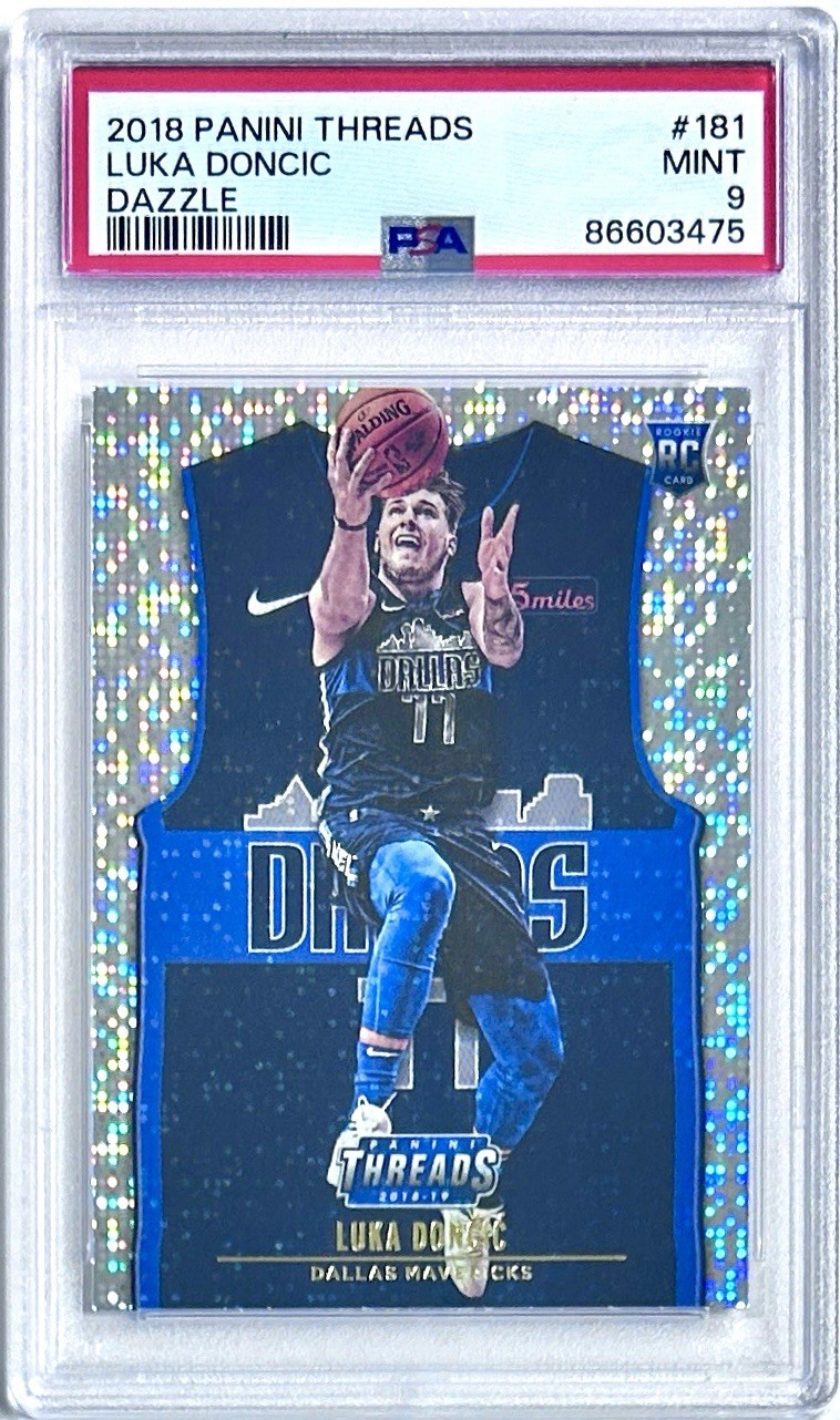 2018-19 Threads Luka Doncic PSA 9 Mint Rookies Statement Dazzle SP RC #181 NBA view 3