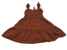 Gap Women Size S Copper Peasant Mini Dress Cottagecore Smocked Cotton Summer
