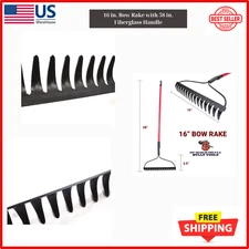 Bully Tools |92309| 16 in. Bow Rake with 58 in. Fiberglass Handle