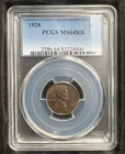 1928 PCGS MS64RB 1C Lincoln Wheat Cent- Red Brown Purple Toning Choice PQ ￼