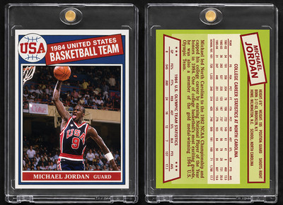 1985 Topps Tiffany Style Michael Jordan ACEO USA Olympic Team Art Rookie Card