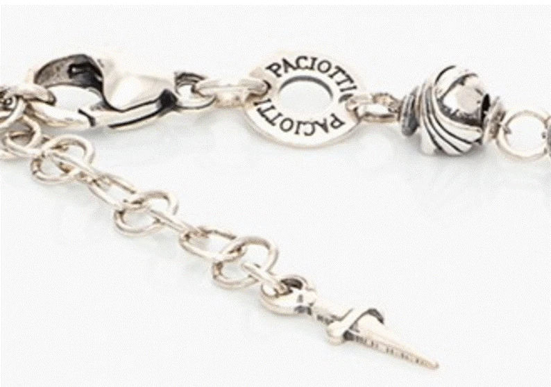Bracciale da Uomo Cesare Paciotti in Argento 925 Braccialetto Pugnale Con pietre - Immagine 3 di 4