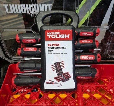 Hyper Tough 45 Piece Screwdriver Set Standard & Precision w Sockets tools & Case