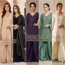 Women's Designer Ethnic Kurta Set with Embroidered Dupatta Palazzo Wedding