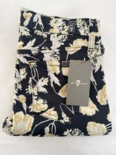 New 7 For All Mankind Jeans Women Sz 26 The Cropped Skinny In Black Floral Print