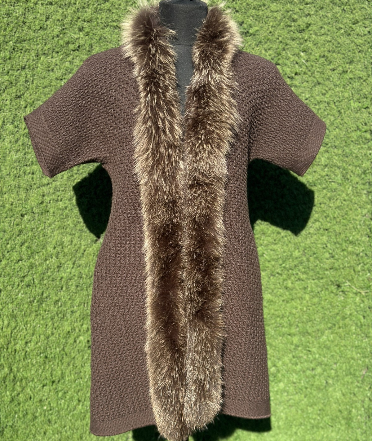 Rare Loro Piana Cashmere Knit Coat Fur Trim Long Cardigan Jacket Size 44 M