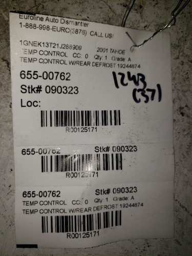 99-02 SIERRA 1500 PICKUP Temperature Control With AC Manual Control 125171 - Picture 5 of 12