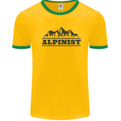 Berge Alpinist Wandern Klettern Kletterer Herren Ringer T-Shirt FotL