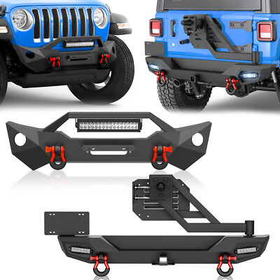 Front /Rear Bumper for 18-2024 Jeep Wrangler JL JLU Unlimited  w/ Tire Carrier