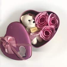 Valentinstag Geschenkbox Seife Blumenbär in Herzform 