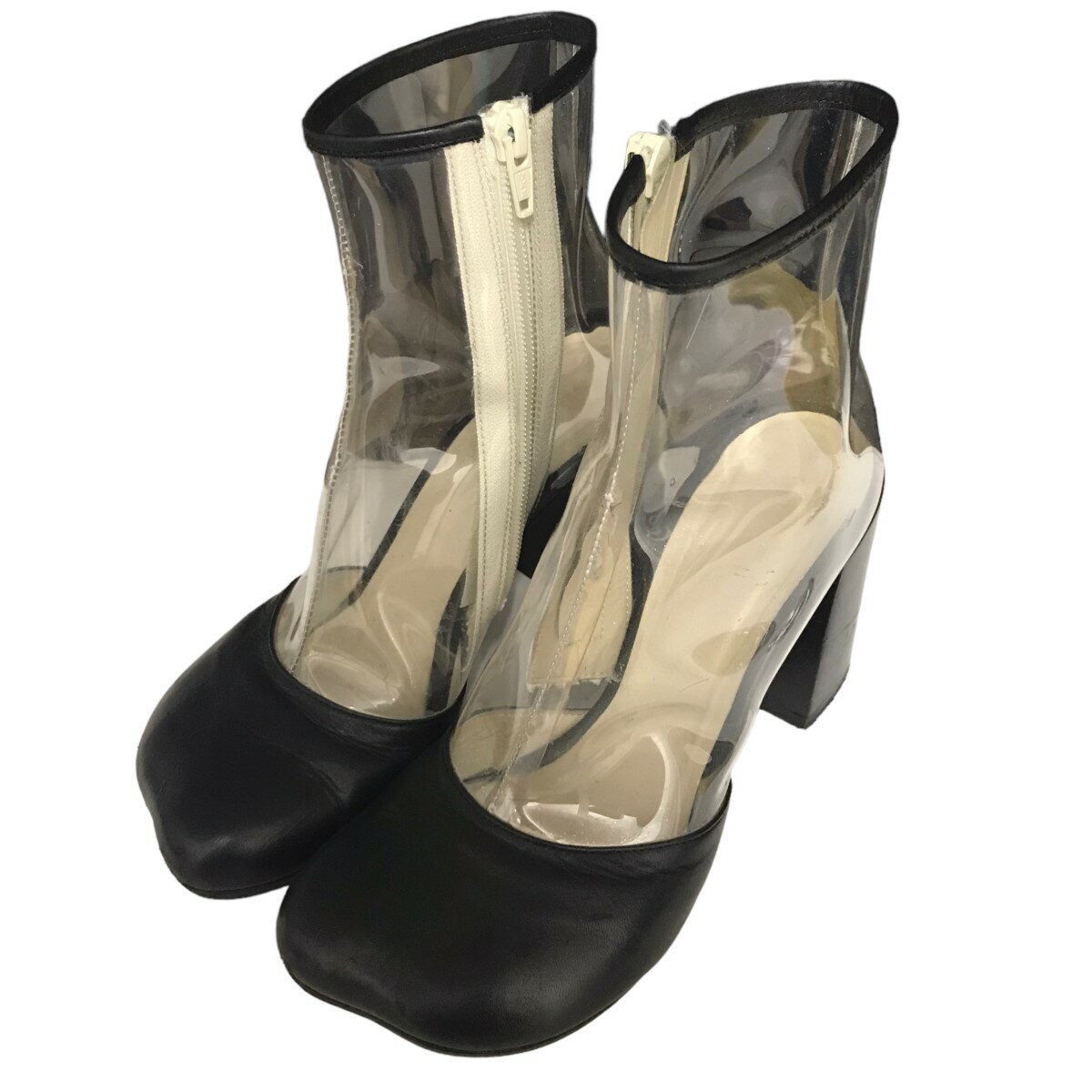 MM6 Maison Margiela Six PVC + Leather Side ZIP Heel Boots MM6 Maison Margiela Six PVC + Leather Side ZIP Heel Boots