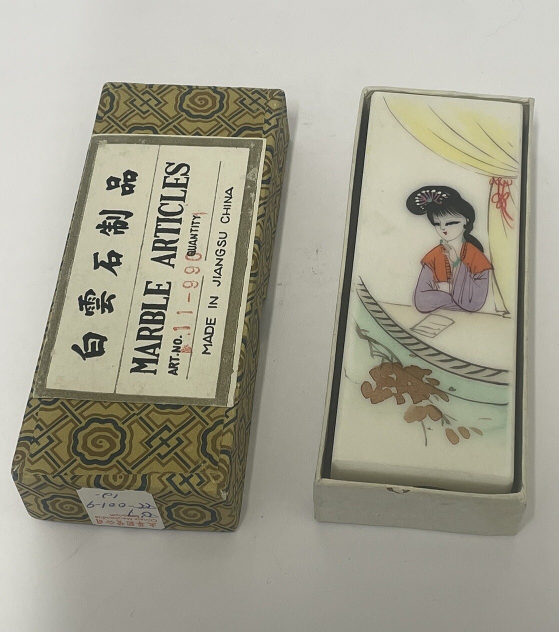 Chinese Hand Painted Marble Articles Block, Made In Jiangsu China