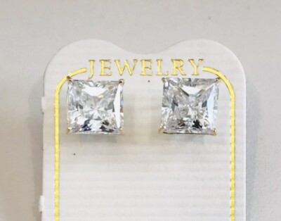 4 KT PRINZESSSCHLIFF FL/D LABORGEFERTIGTE OHRSTECKER 10 K MASSIV GELBGOLD PUSH-BACK
