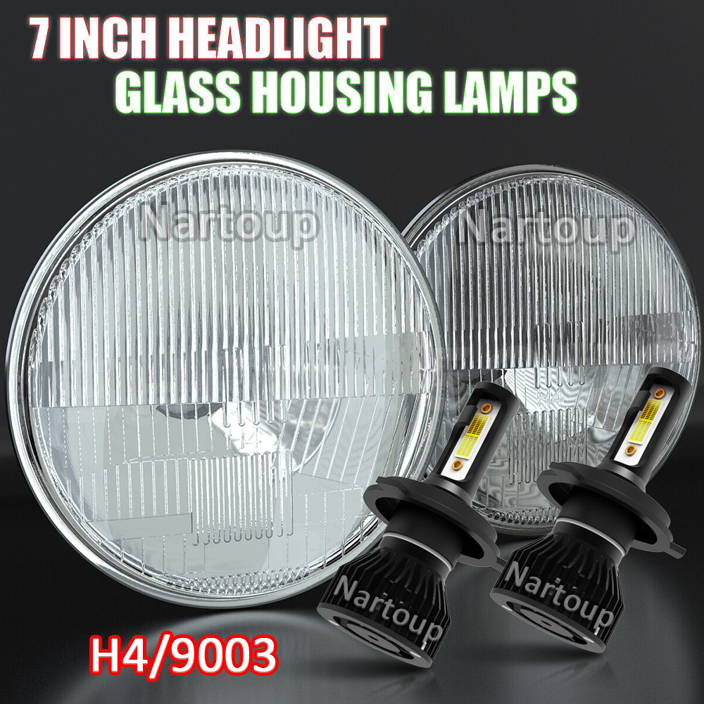 Pair 7" inch Round LED Headlights With H4/9003 For Chevy Truck 1947-1957
