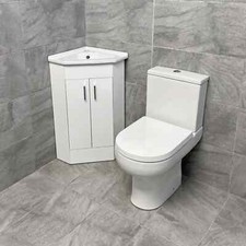 Corner Vanity Unit 2 Door Basin Sink with Toilet Cloakroom Ensuite Bathroom
