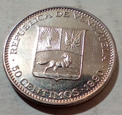 Republica De Venezuela 50 Centimos 1990 Bolivar Libertador