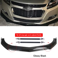 Front Bumper Lip Spoiler Splitter Body Kit GLossy Black For Chevrolet Malibu Rod