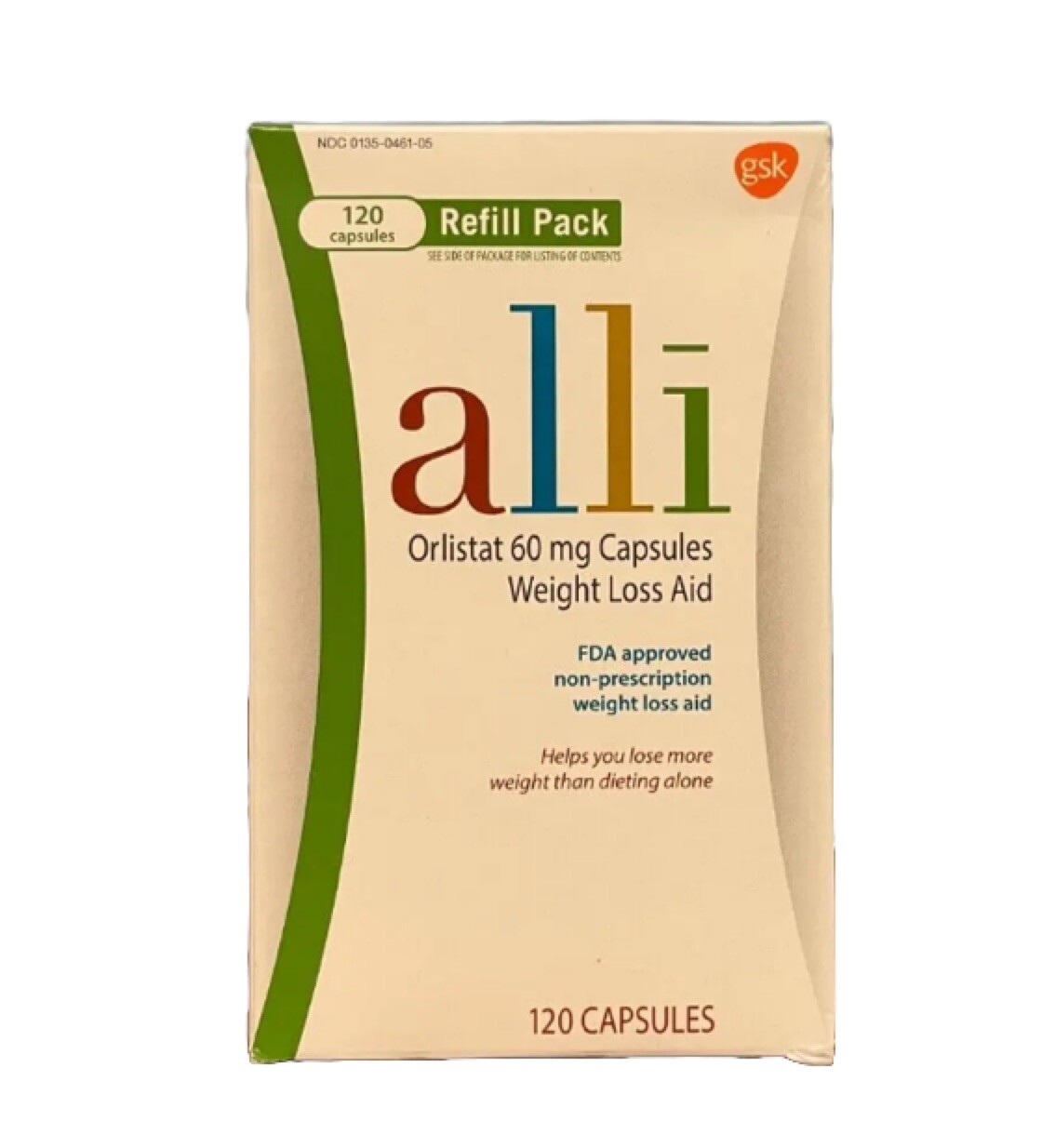 Alli Weight Loss Diet Aid Orlistat 60 mg, 120 Capsules Refill Pack EXP