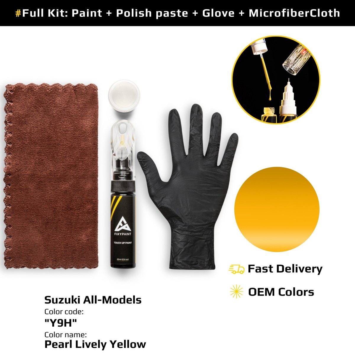 Touch up Paint for Suzuki Code: Y9H Pearl Lively Yellow OEM