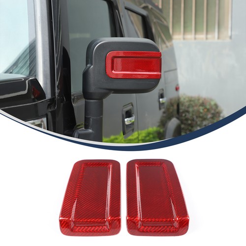 Red Real Carbon Fiber Exterior Rearview Mirror Groove Trim for Hummer H2 2003-09 - Picture 2 of 24