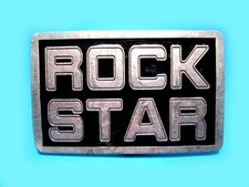 2001's. ROCK STAR BLACK ENAMEL PEWTER BELT BUCKLE