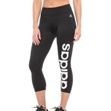 Women's Adidas CLIMALITE Mix 3/4 Fab Tigh Black Yoga Workout Pants [BR3504/Size]