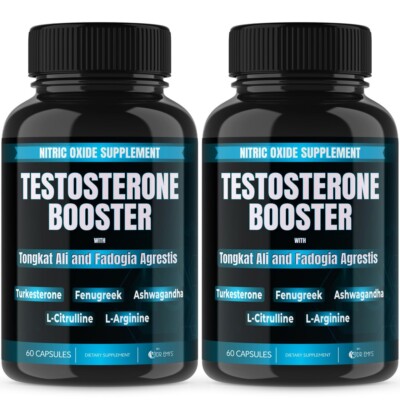 (2 Pack) Testosterone Supplement Booster Capsules Blood Flow Nitric Oxide