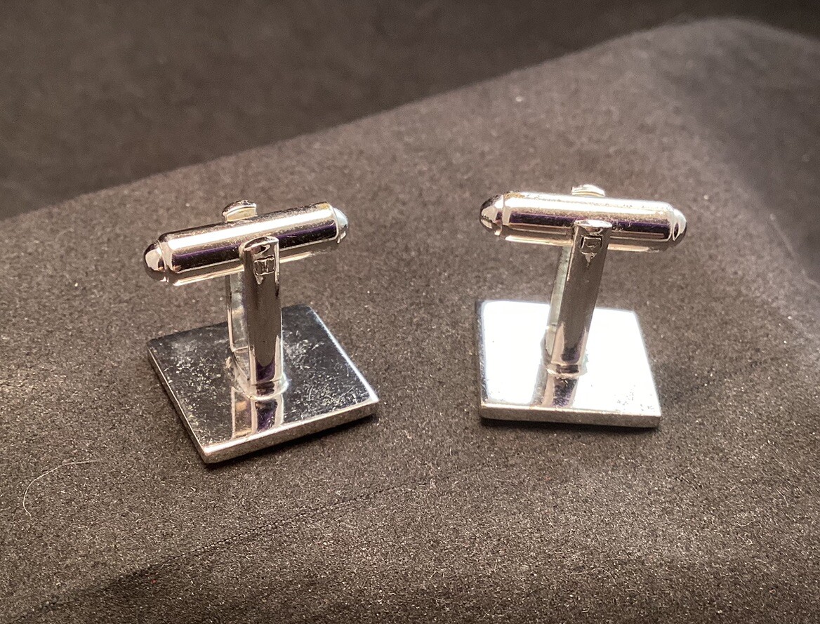 Shields Silver Tone P Initial Square Cufflinks Mo… - image 6