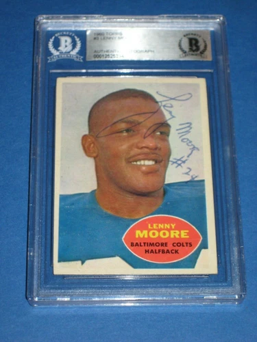 LENNY MOORE Signed 1960 TOPPS Card #3 Beckett Authenticated