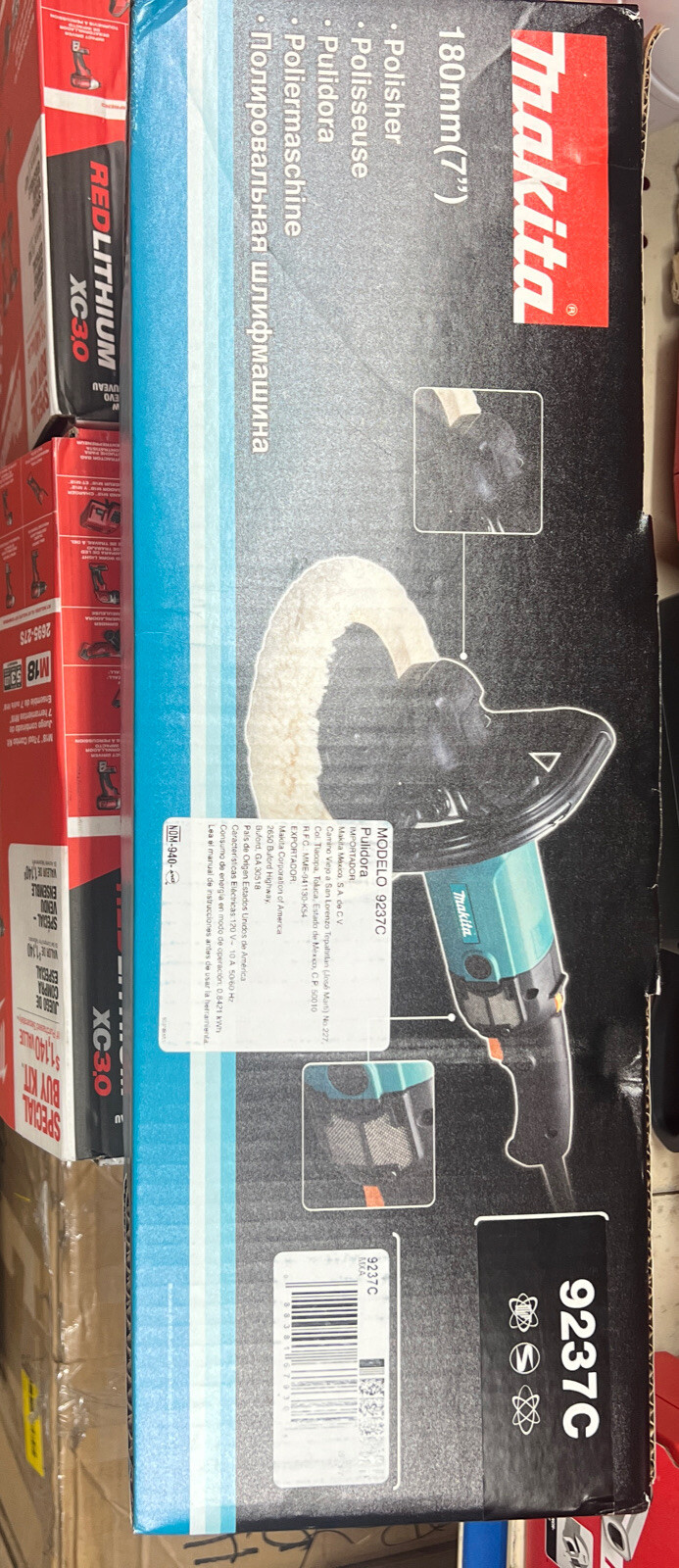 Makita 9237CX3 Makita 7" Polisher, 10 AMP, 600-3,000 RPM, var. spd., loop handle