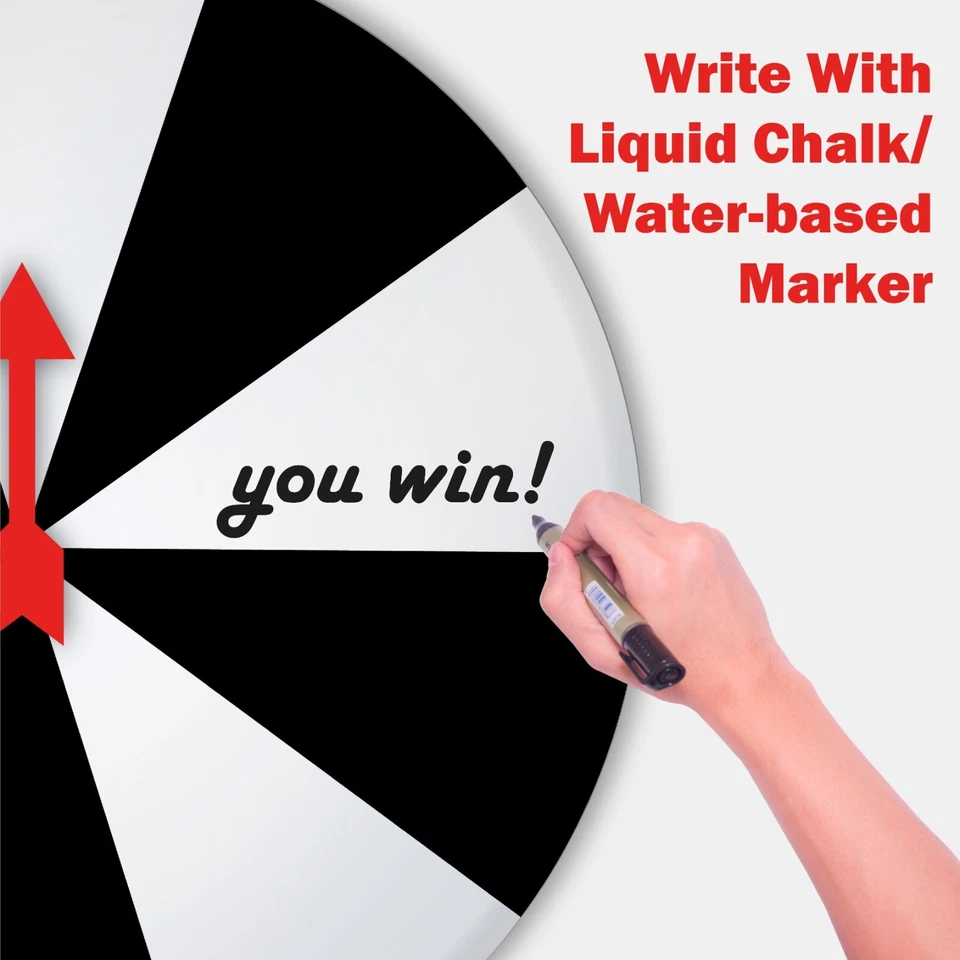 Extra Large 1 m Prize Wheel, Lucky Spin, Black and White, Liquid Chalk writable - image 4 of 4