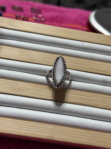 vintage sterling silver MOP signed "Sterling HUGH" antique ring w/free shipping!