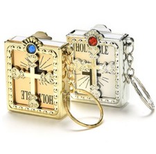Mini Holy Bible Keyrings Keychain English Christian Jesus Cross Pray Pendant UK