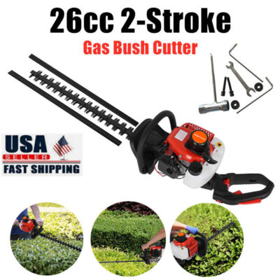 24 Inch High-powered Hedge Trimmer Double Side Blade 26cc Gas Bush Cutter 