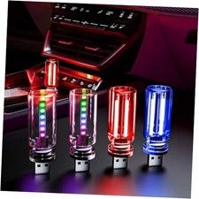 4 PCS USB Night Light, Touch Dimmable Mini USB LED Car Interior 2RGB 1Red 1Blue
