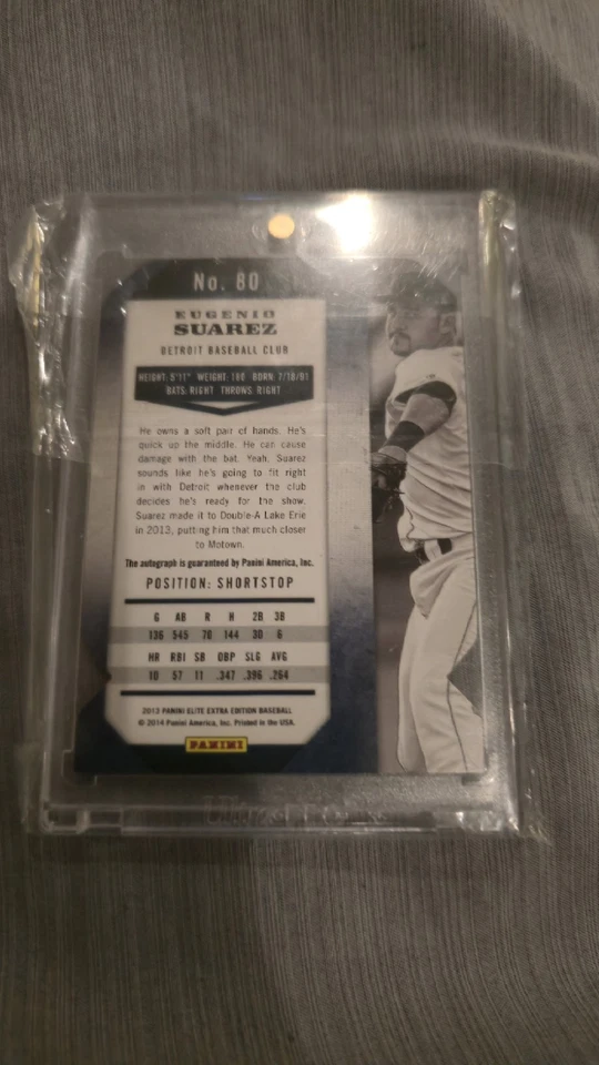 Eugenio Suarez Rookie RC 2013 Panini Elite Blue Status Auto Autograph /50 - Image 2 of 2