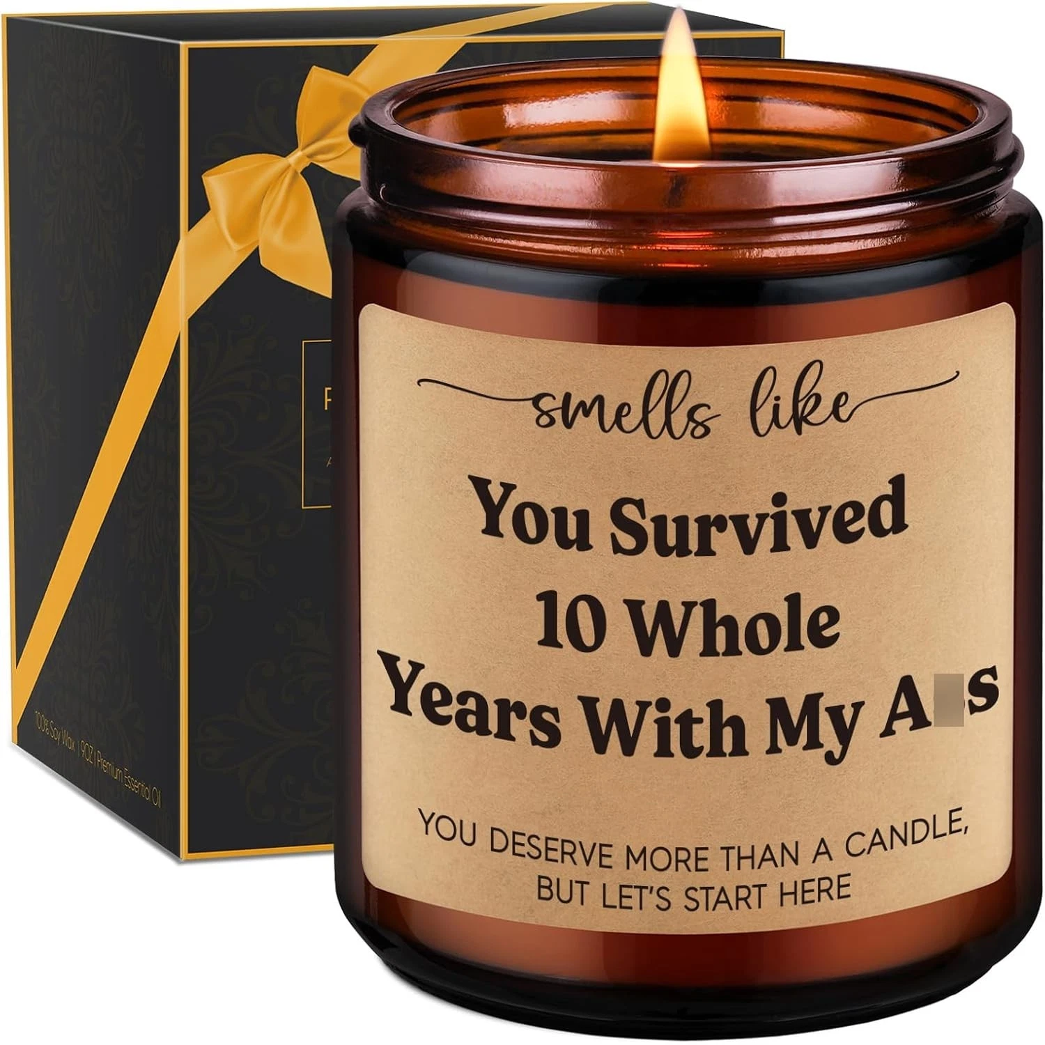 10-Year Tin Anniversary Scented Candle Gift for Him Her Wife Husband