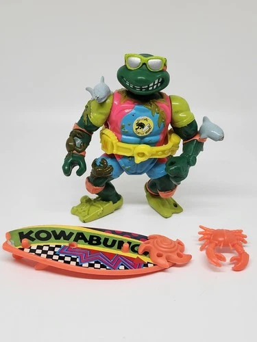 Vintage TMNT Ninja Turtles Figure Mike The Sewer Surfer 1990 Complete