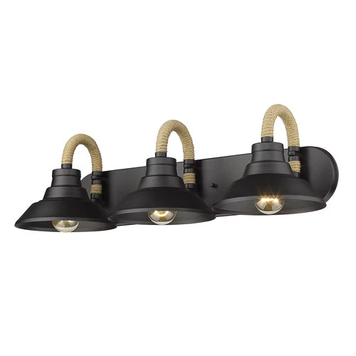 Golden Journey 3-Light Bathroom Vanity Light in Natural Black - Picture 1 of 5