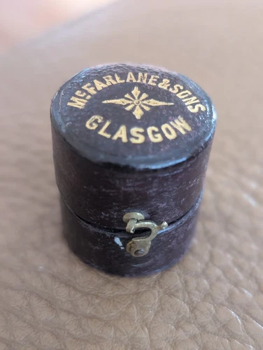 Antique Leather Ring Box Hinged With Latch McFarlane And Sons Glasgow