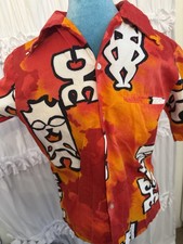 Vintage 60s Reef Hawaiian Aloha Button Up Loop Collar Shirt Men Small