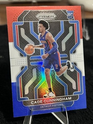 2021-22 Panini Prizm Cade Cunningham Rookie Red White & Blue Prizm #282 Pistons