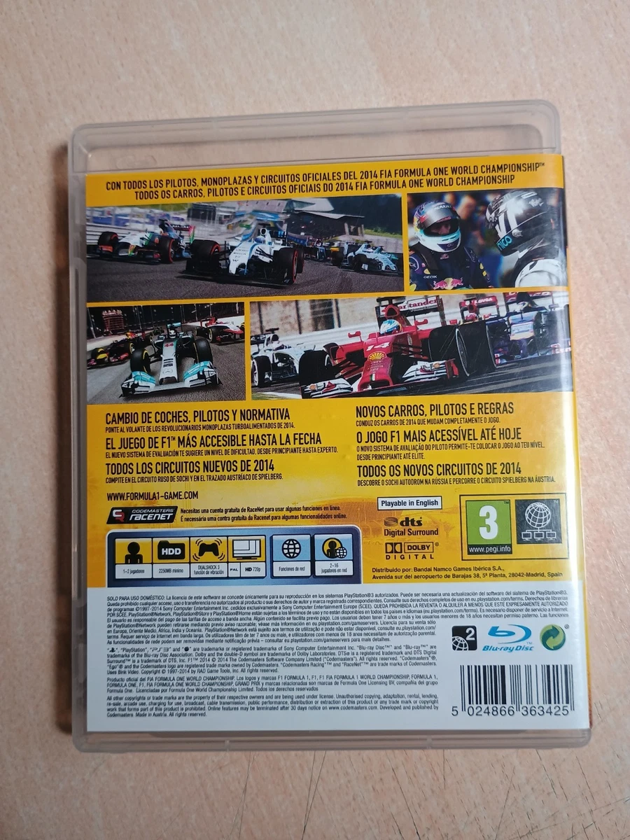 F1 Formula 1 2014. PAL España y completo -Playstation 3-PS3-Sony-Codemasters-FIA