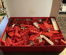 VINTAGE LOT OF PLASTIC "AMERICAN BRICKS" BRICKS 1 1/2 LBS BUILDING PIECES Red