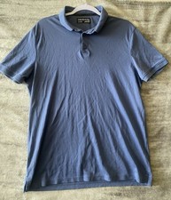 Calvin Klein Liquid Touch Polo Shirt Mens Large Blue Short Sleeve Cotton Solid