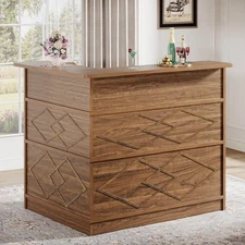 Bar Cabinet, L-Shaped Home Bar Unit, 4-Tier Liquor Table with Storage Shelves