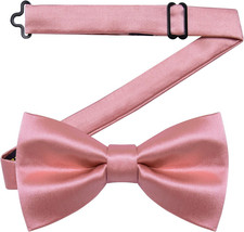 Pre-Tied Bow Tie Satin Solid Bowtie Adjustable Tuxedo Bowties for Men with Gift